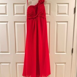 Elegant One-Shoulder Red Evening Dress